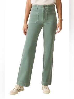 Faherty Patch Pocket Green Wide Leg Pants Jeans Sz 28